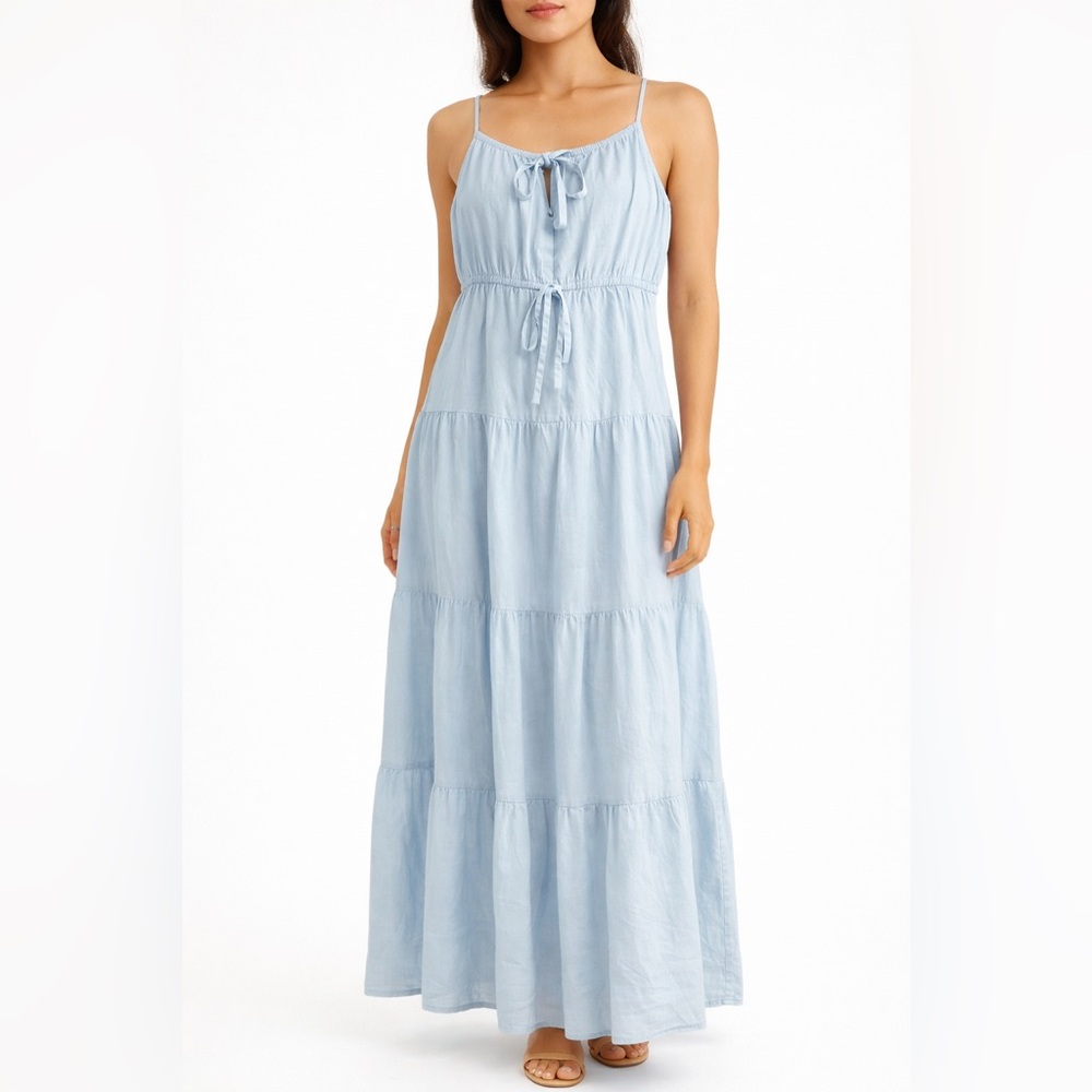 Sim & Sam Maxi Dress Size XL Baby Blue Sundress 100% Cotton